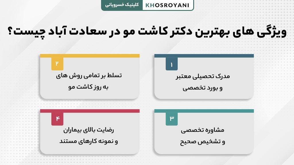 ویژگی های بهترین دکتر کاشت مو در سعادت آباد چیست؟